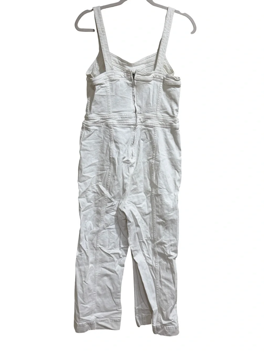 ๐ค Madewell Denim Seamed Wide-Leg Jumpsuit Pure White Size 10 - Picture 13 of 16